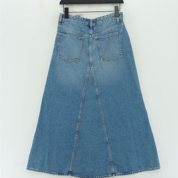 NWOT ZARA Denim Knee Length Midi Skirt - Picture 4 of 4